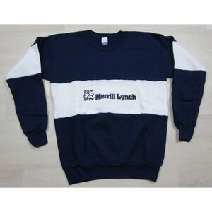 Vintage 80s Merrill Lynch Crewneck Sweatshirt (M) Finance Cut & Sew Colorblock